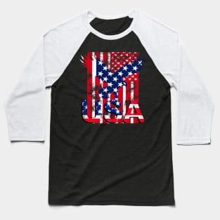 USA American Flag Patriotic Day Typography Vintage retro T-Shirt for Men, Women & Kids" Baseball T-Shirt